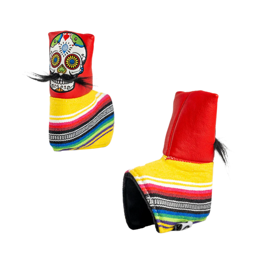 Sugar Skull Mustache RED - Blade Putter Cover (Pins & Aces)