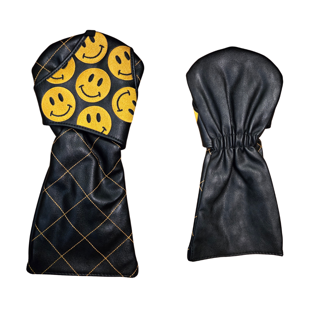 Driver Headcover - Black With Happy Faces