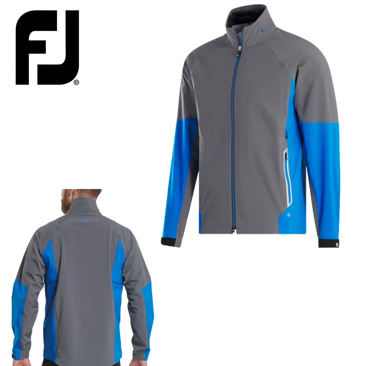 FootJoy HydroTour Rain Jacket - Charcoal / Blue #33356