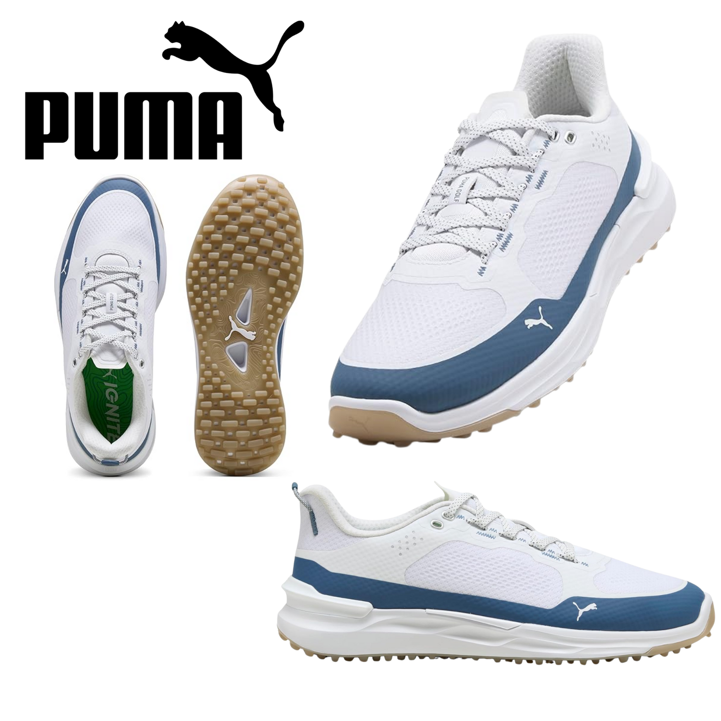 Puma Ignite Elevate X '26 Golf Shoes - White / Dark Indigo