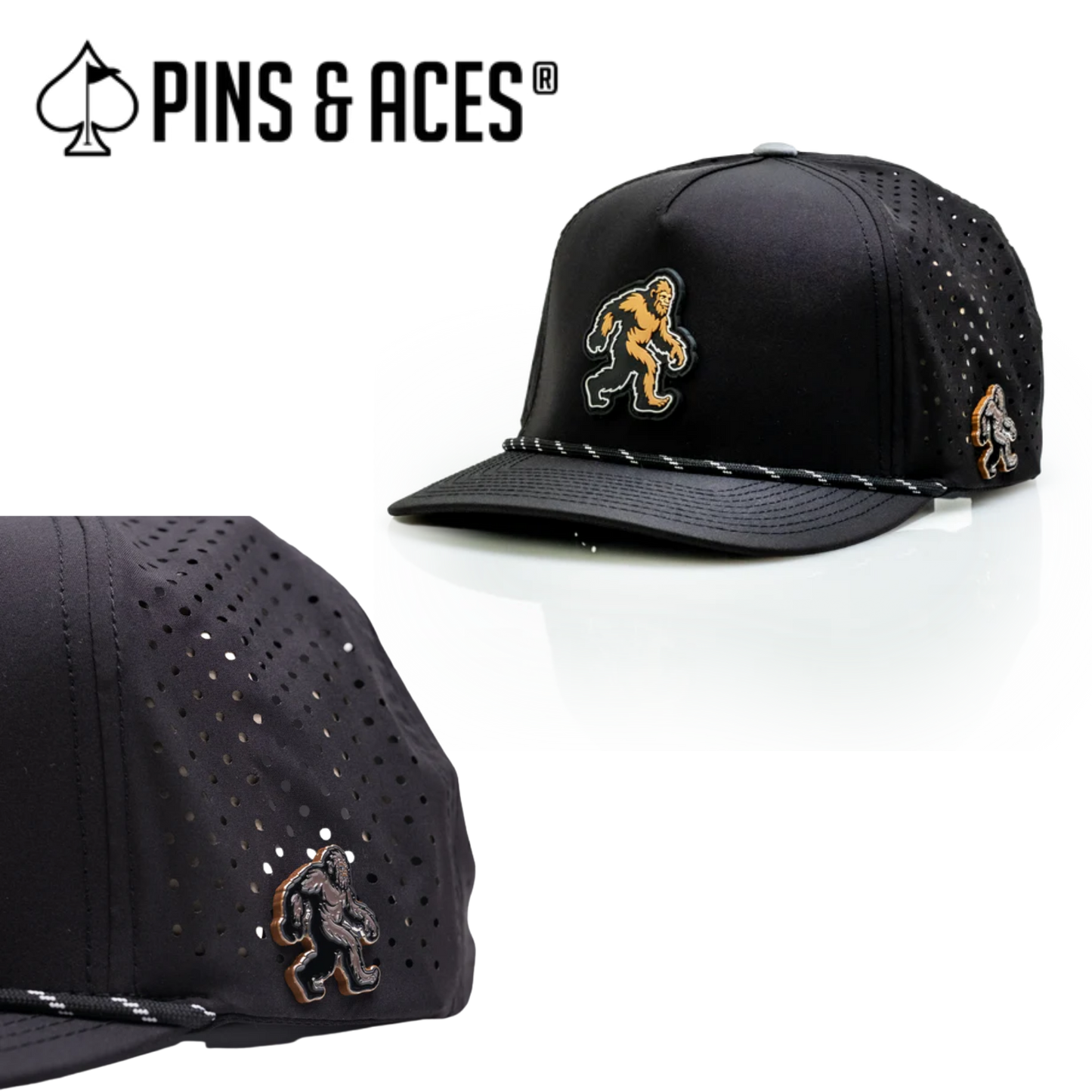 Pins & Aces: Sasquatch Black Snapback Hat & MATCHING Ball Marker