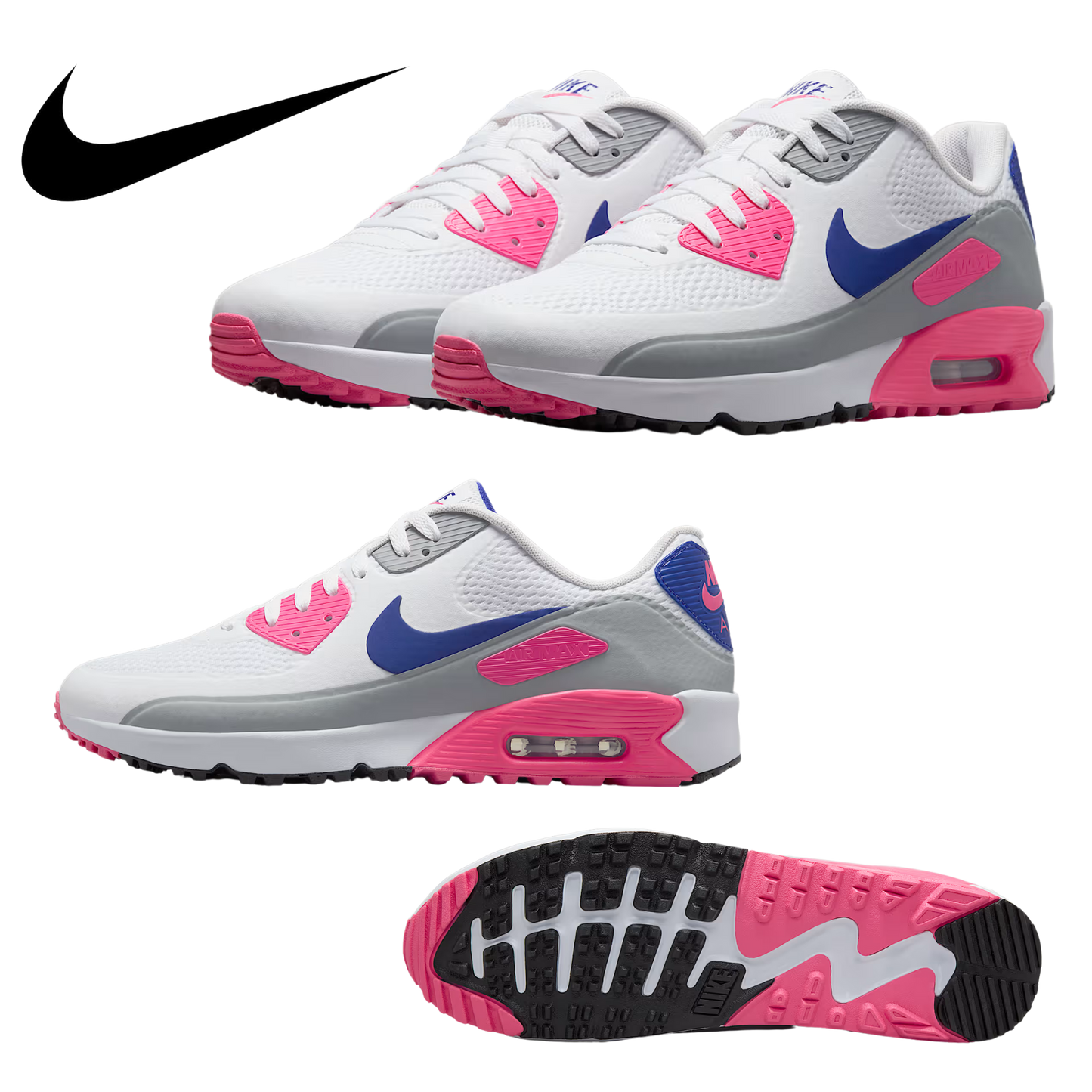 Nike Air Max 90 G Golf Shoes (HV9305) White/Laser Pink/Concord