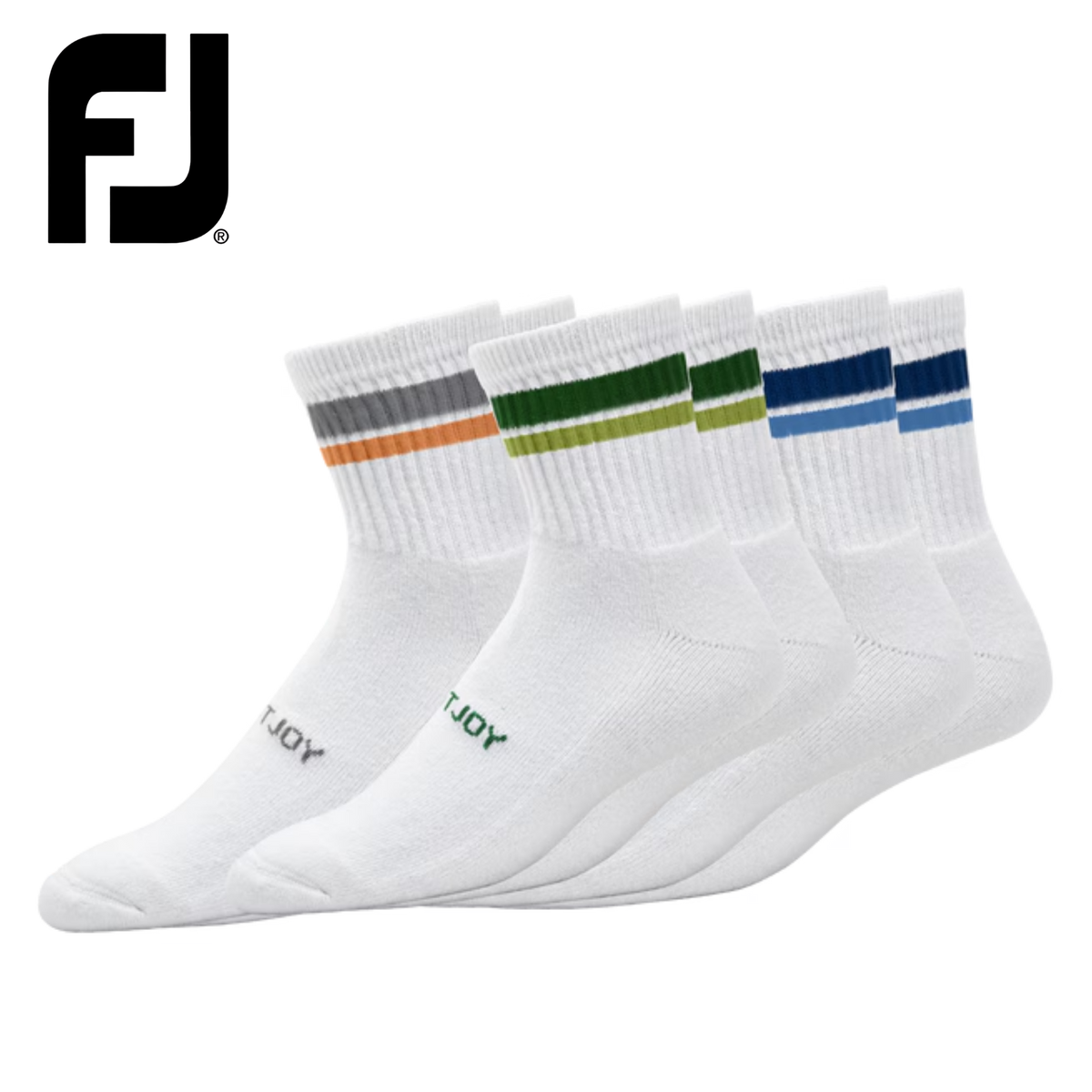 FootJoy ComfortSOF (3) Pair Quarter Multi-Stripe Sock