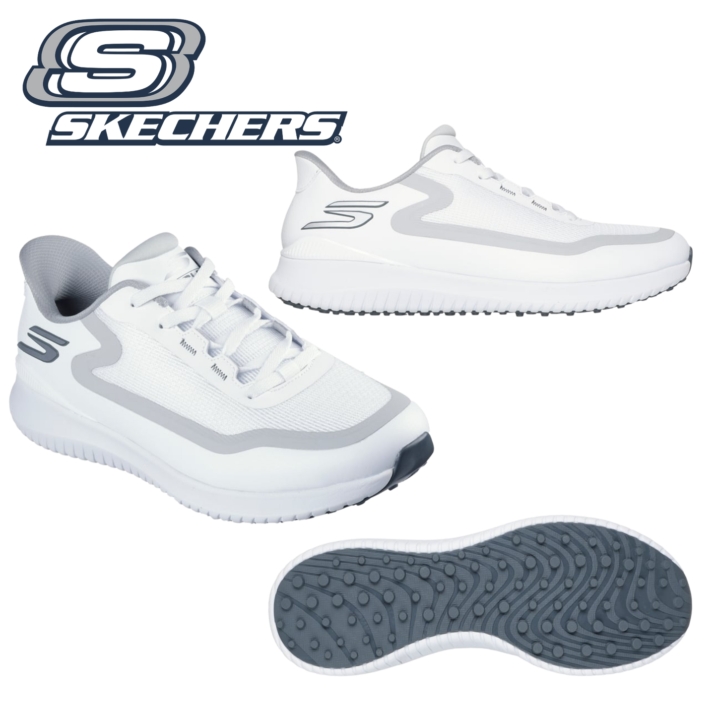 Skechers Slip Ins: Go Golf Flight Spikeless Golf Shoes - White/Gray