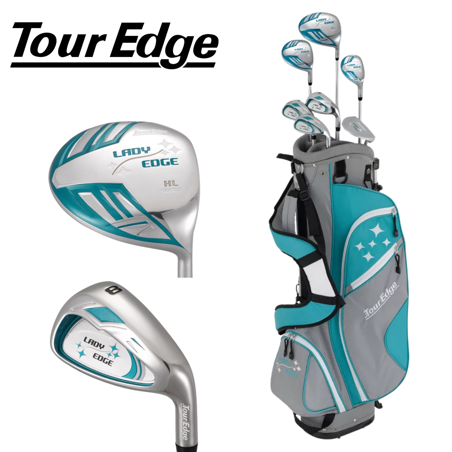 Tour Edge Lady Edge Half-Set (7 Clubs + Bag) - Turquoise