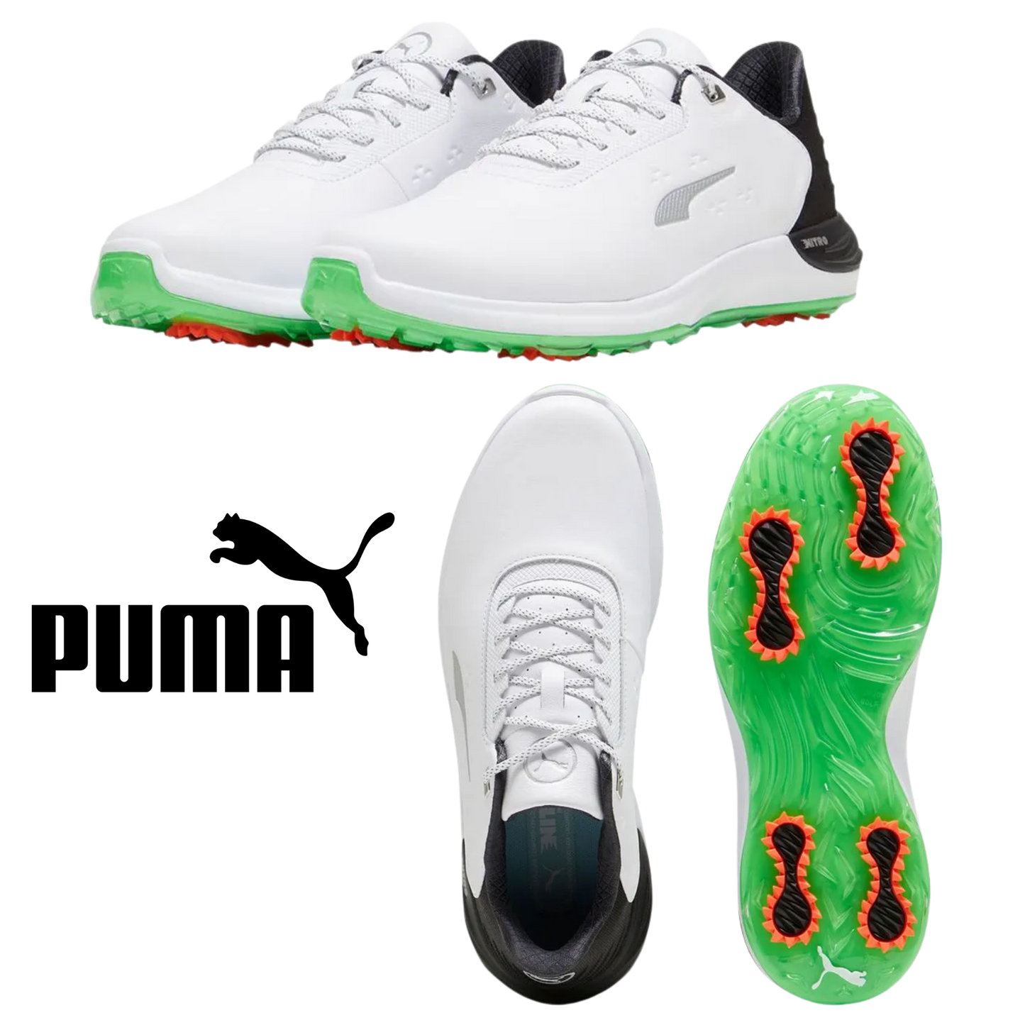 Puma PhantomCat Nitro Golf Show - White/Black/Fluro Green