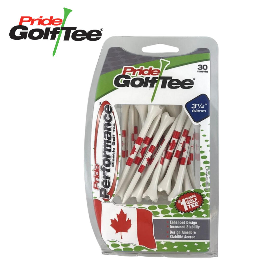 Pride Canadian Flag - Plastic Tees 3 1/4" - 30 Count