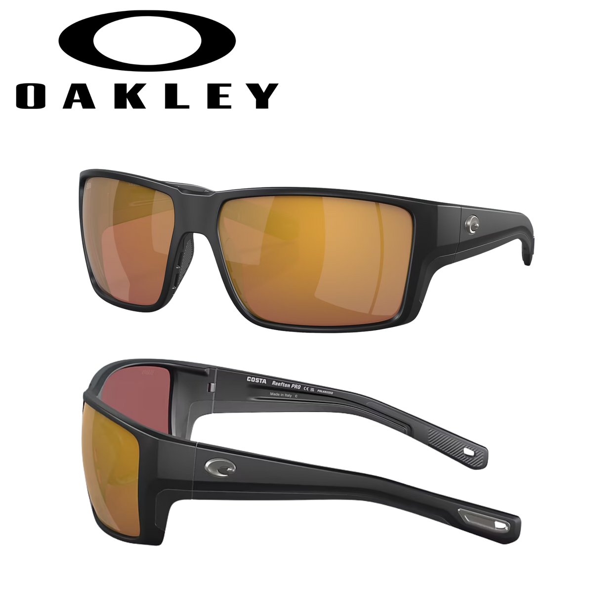 Costa Del Mar Reefton Pro Matte Black / Gold Mirror Glass Lens