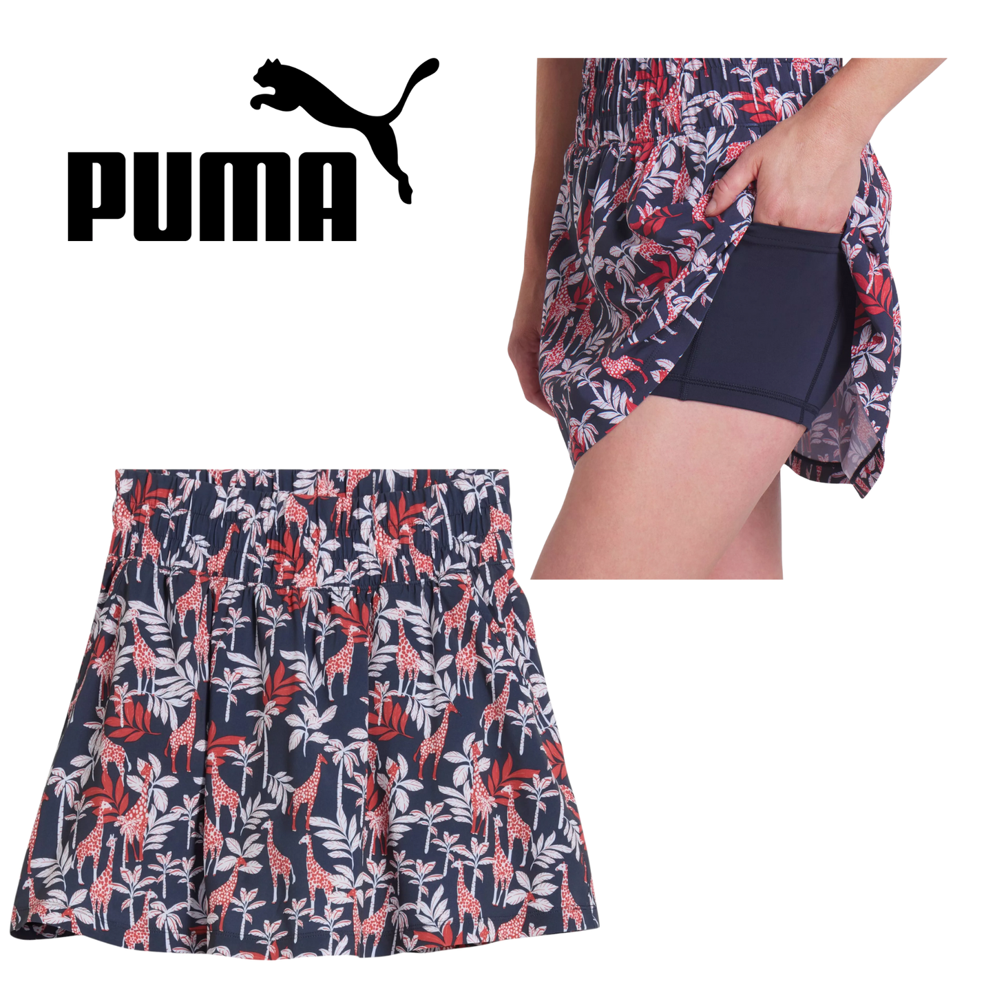 Puma Womens Sandy Printed Skirt - Deep Navy