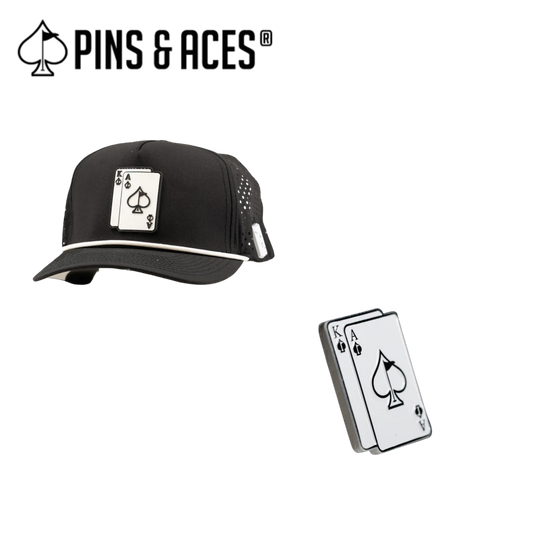 Pins & Aces: AK Black Snapback Hat & MATCHING Ball Marker