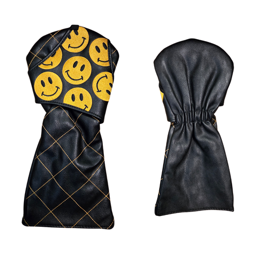 Driver Headcover - Black With Happy Faces