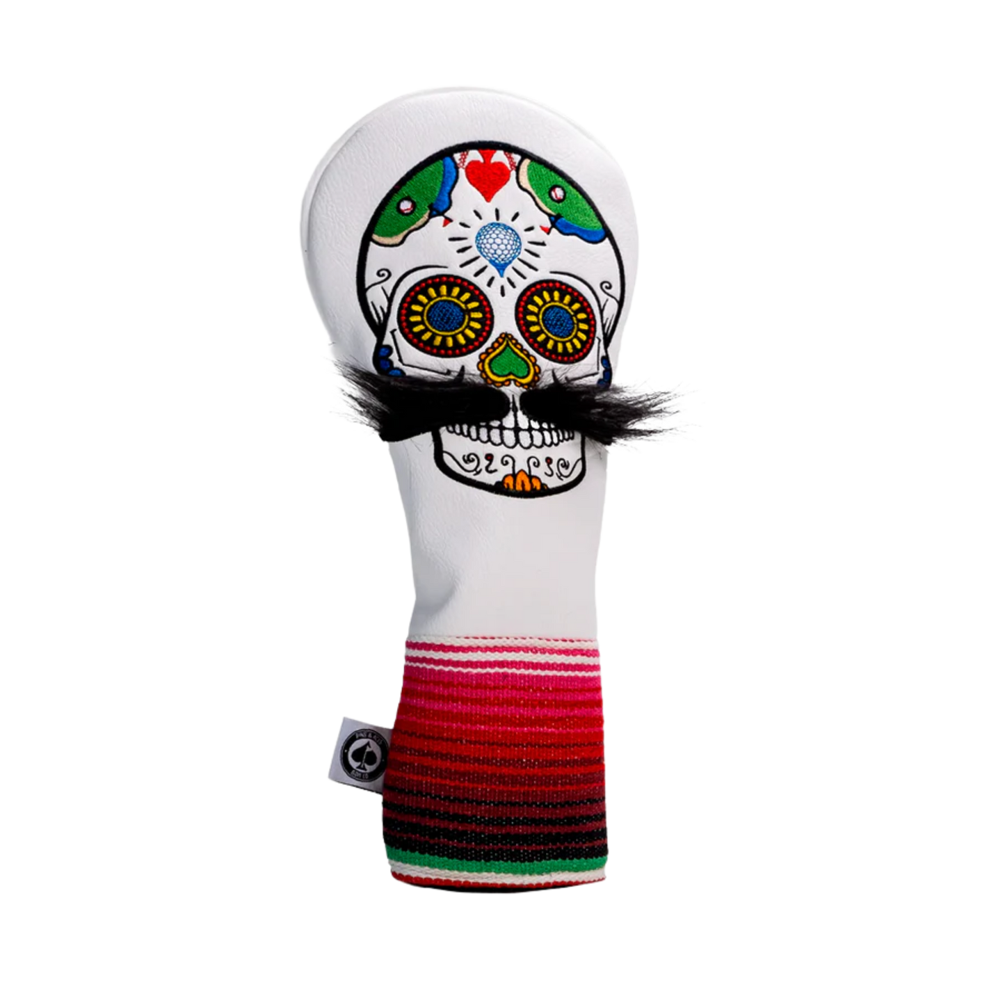 Sugar Skull Mustache - Fairway Wood Cover (Pins & Aces)