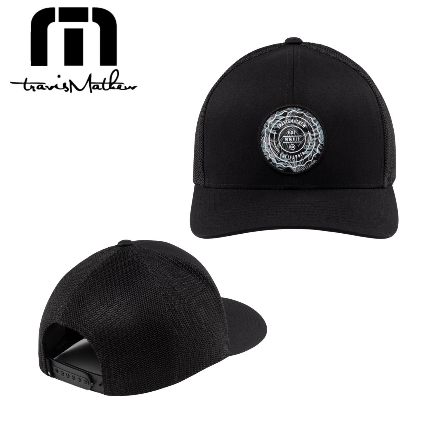 Travis Mathew Patch Floral Snapback Hat - Black