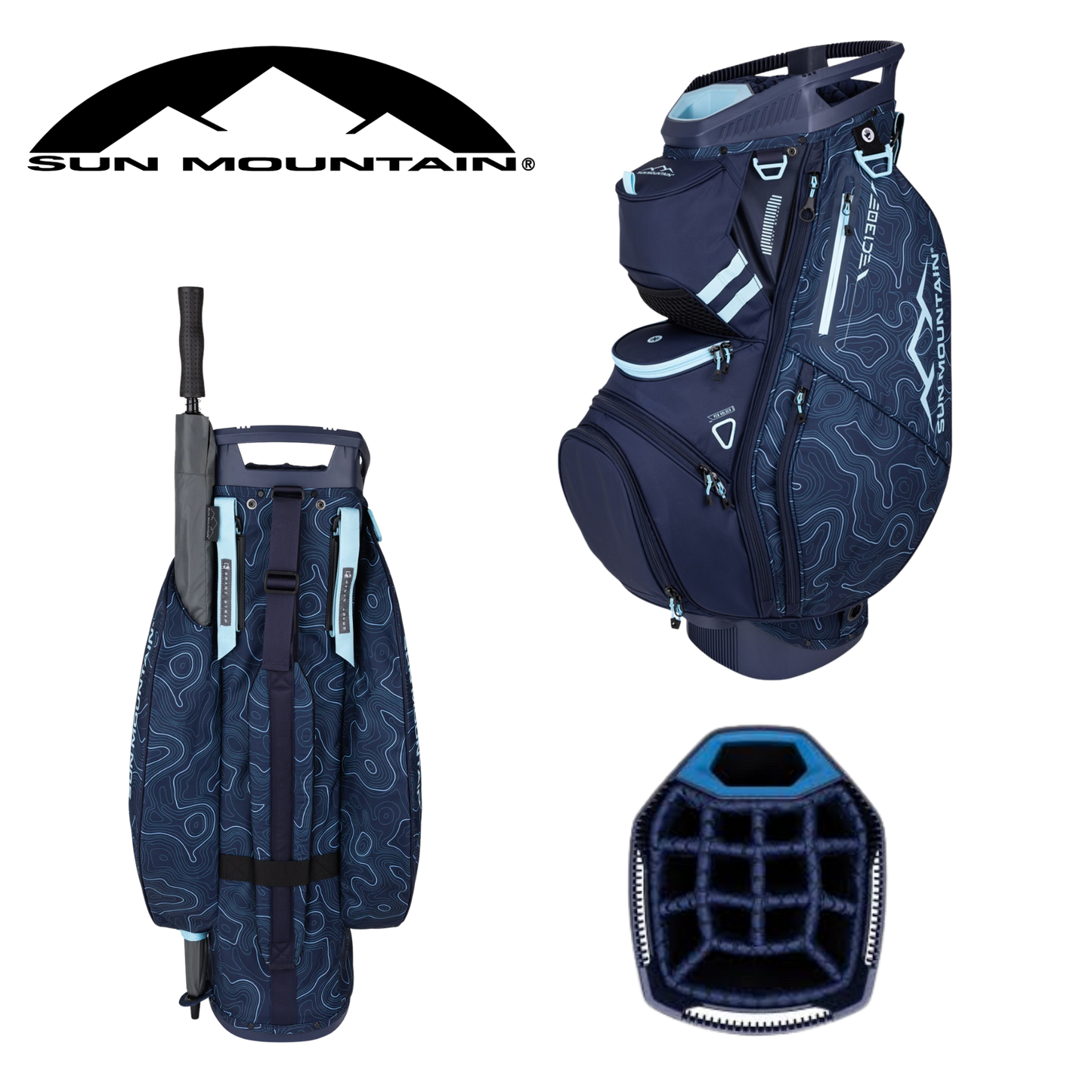 Sun Mountain C-130 Cart Bag: Topo Navy-River