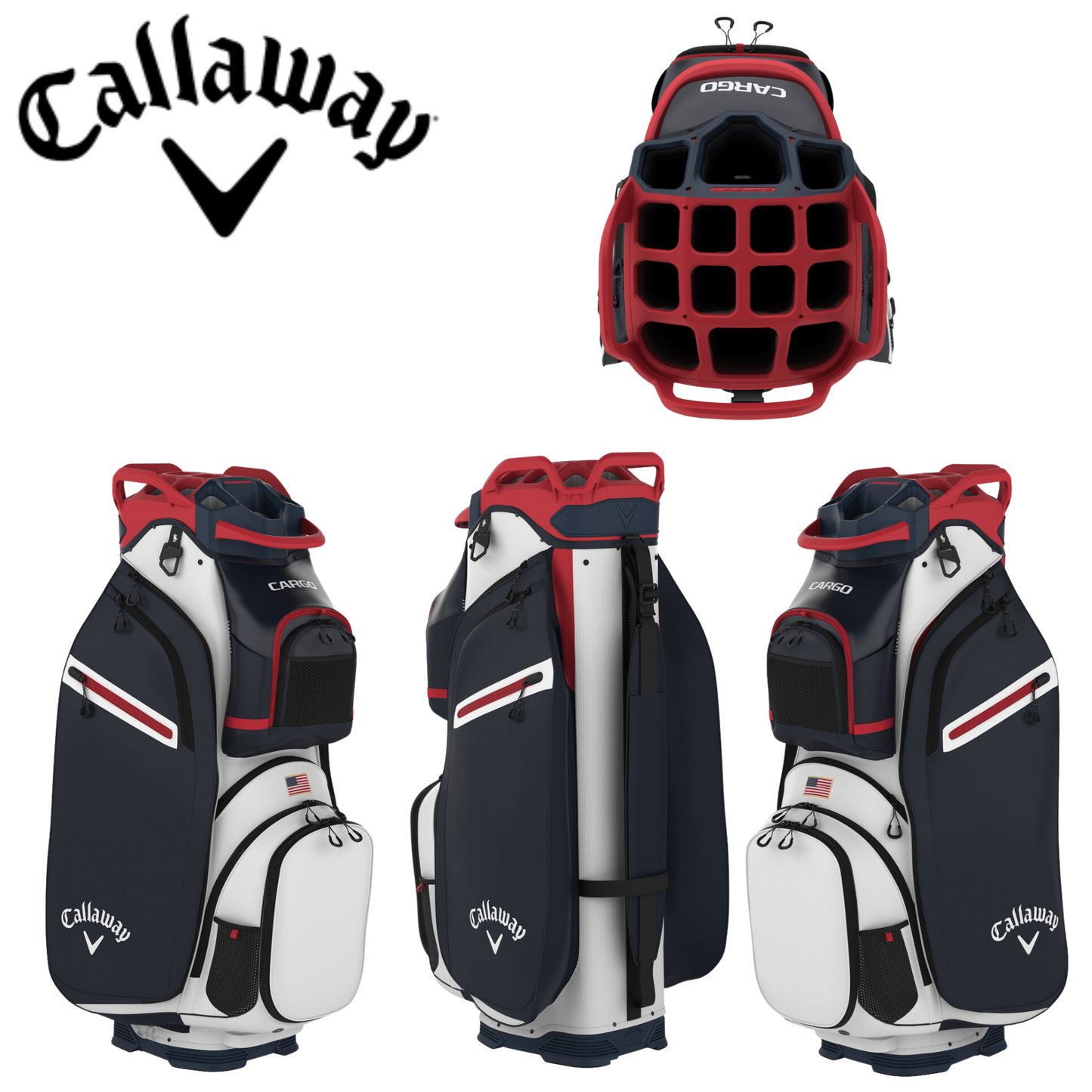 Callaway CARGO Cart Golf Bag '25 - Red/White/Blue
