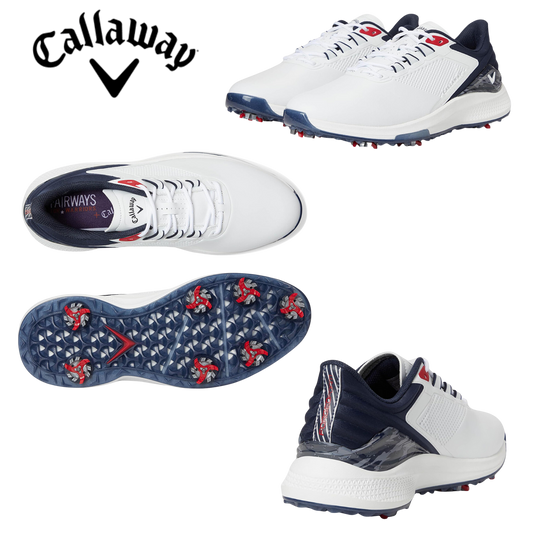 Callaway Coronado V4 (2025) Golf Shoes WHITE/BLUE/RED (Pick Size)