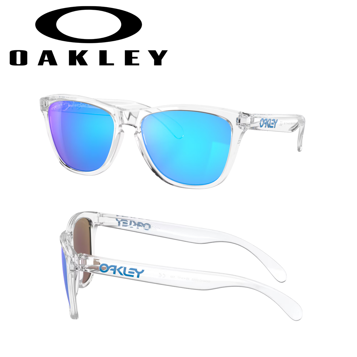 Oakley Frogskins Sunglasses Crystal Clear Frame / Prizm Sapphire Iridium Lens
