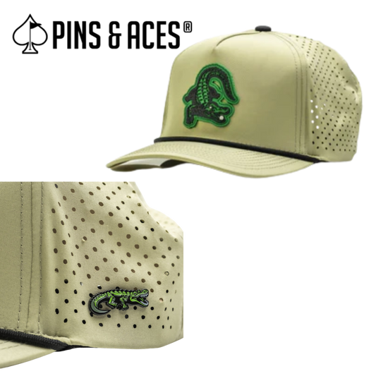 Pins & Aces: Gator Olive Snapback Hat & MATCHING Ball Marker