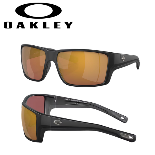 Costa Del Mar Reefton Pro Matte Black / Gold Mirror Glass Lens