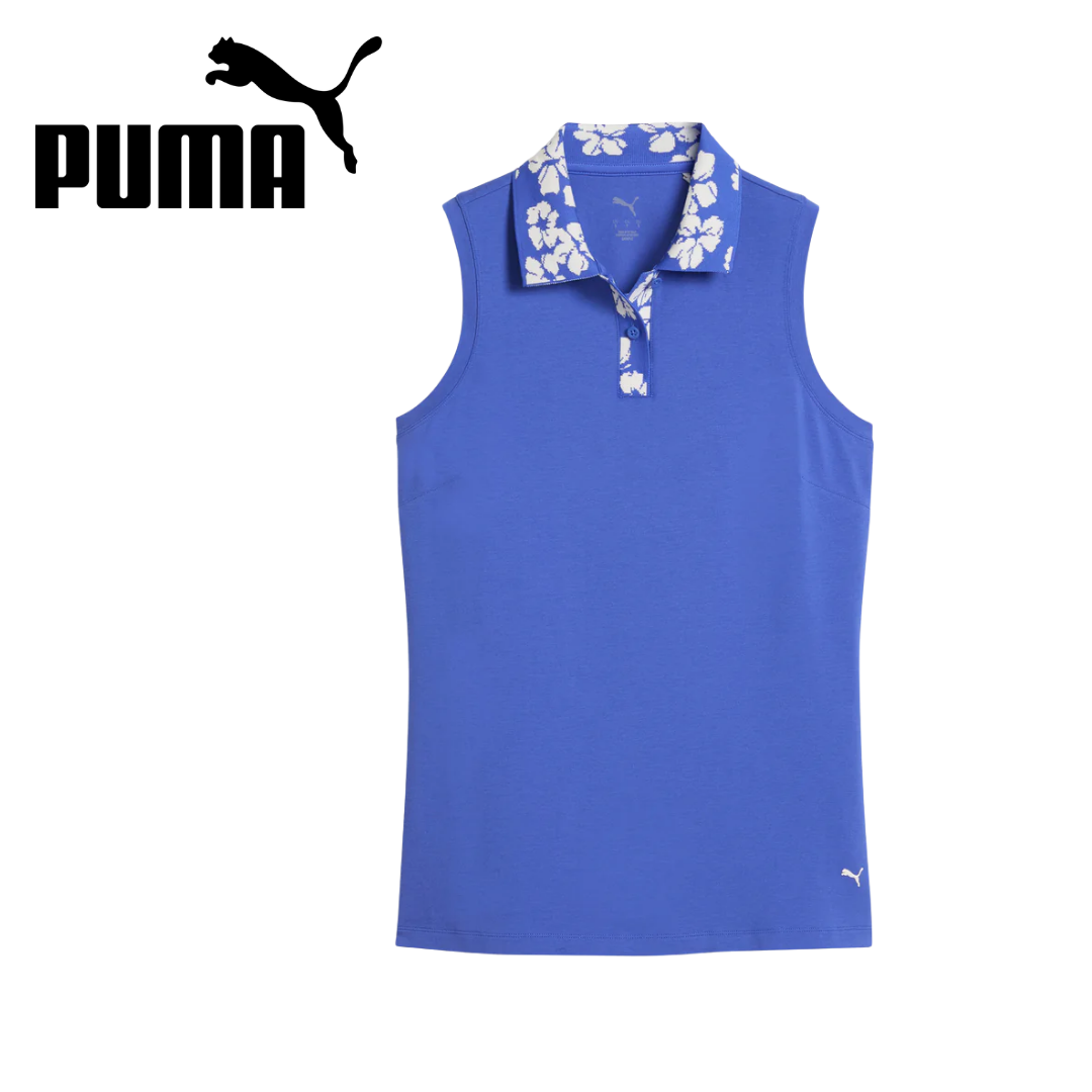 Puma Womens Madalon Floral Rib Sleeveless Polo