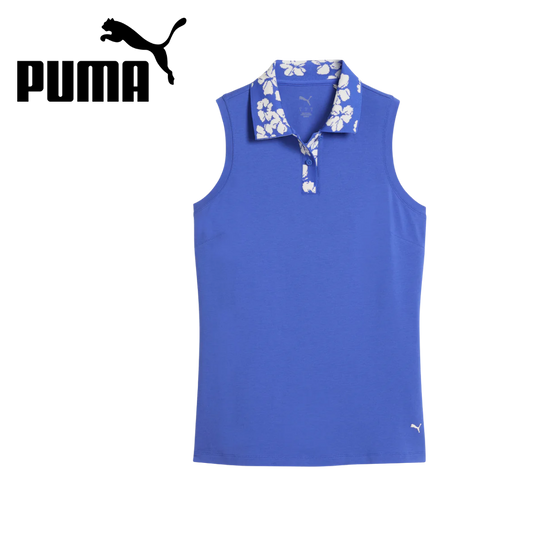 Puma Womens Madalon Floral Rib Sleeveless Polo