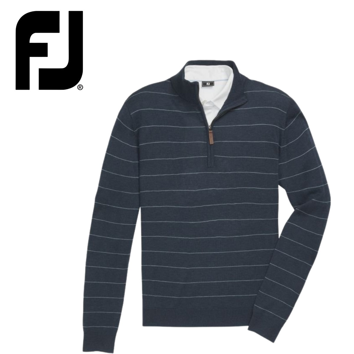 FootJoy Wool Heather Stripe Quarter Zip Sweater