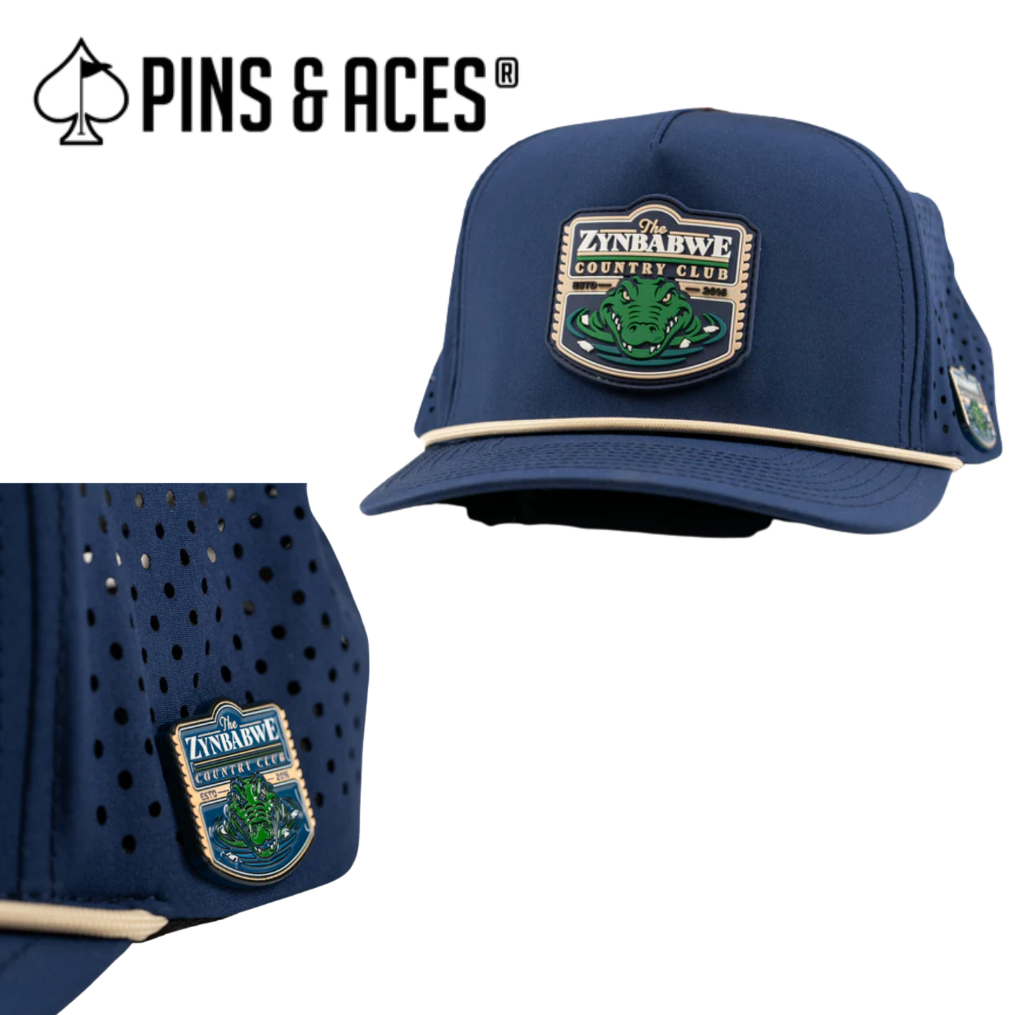 Pins & Aces: Zimbabwe CC Navy Snapback Hat & MATCHING Ball Marker